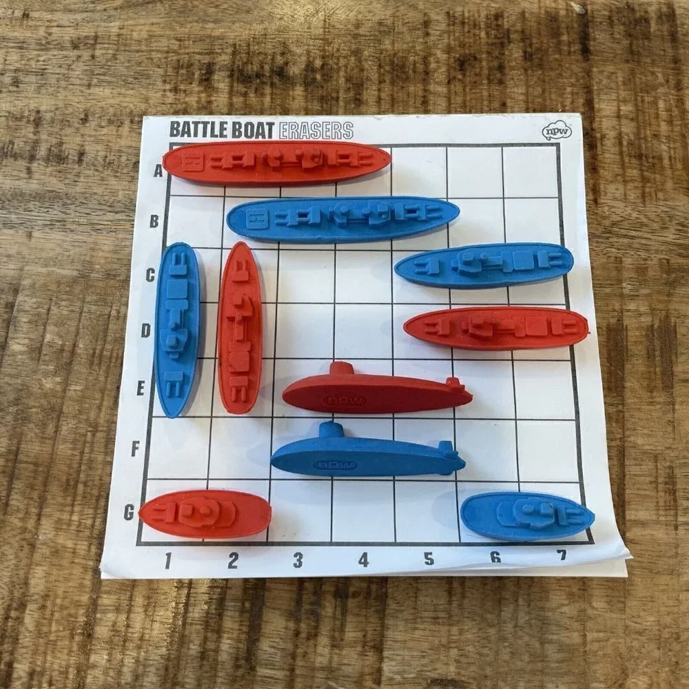 Battle Boat Erasers Game Set by NPW Battleships Naval Ships Preowned